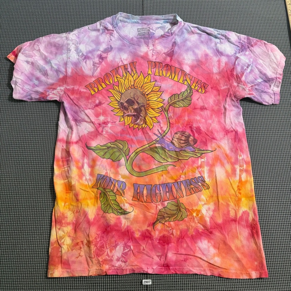 Broken Promises Your Highness Tie Dye Graphic T-Shirt Pink Purple Medium